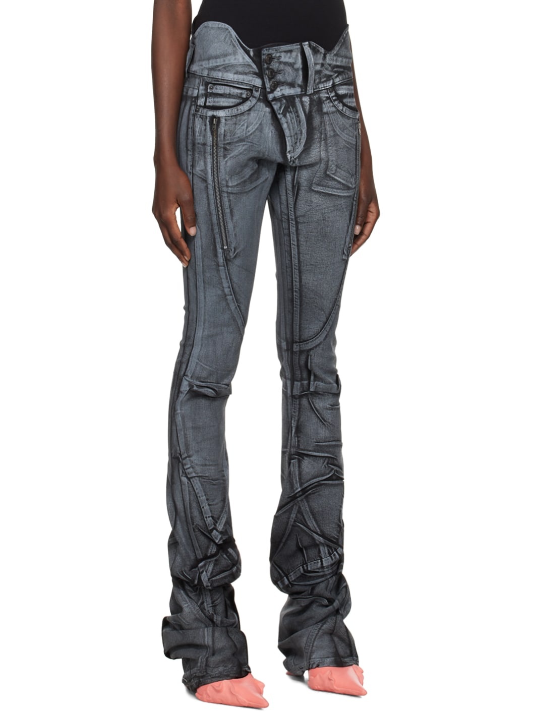Black Trompe-l'œil Jeans - 2