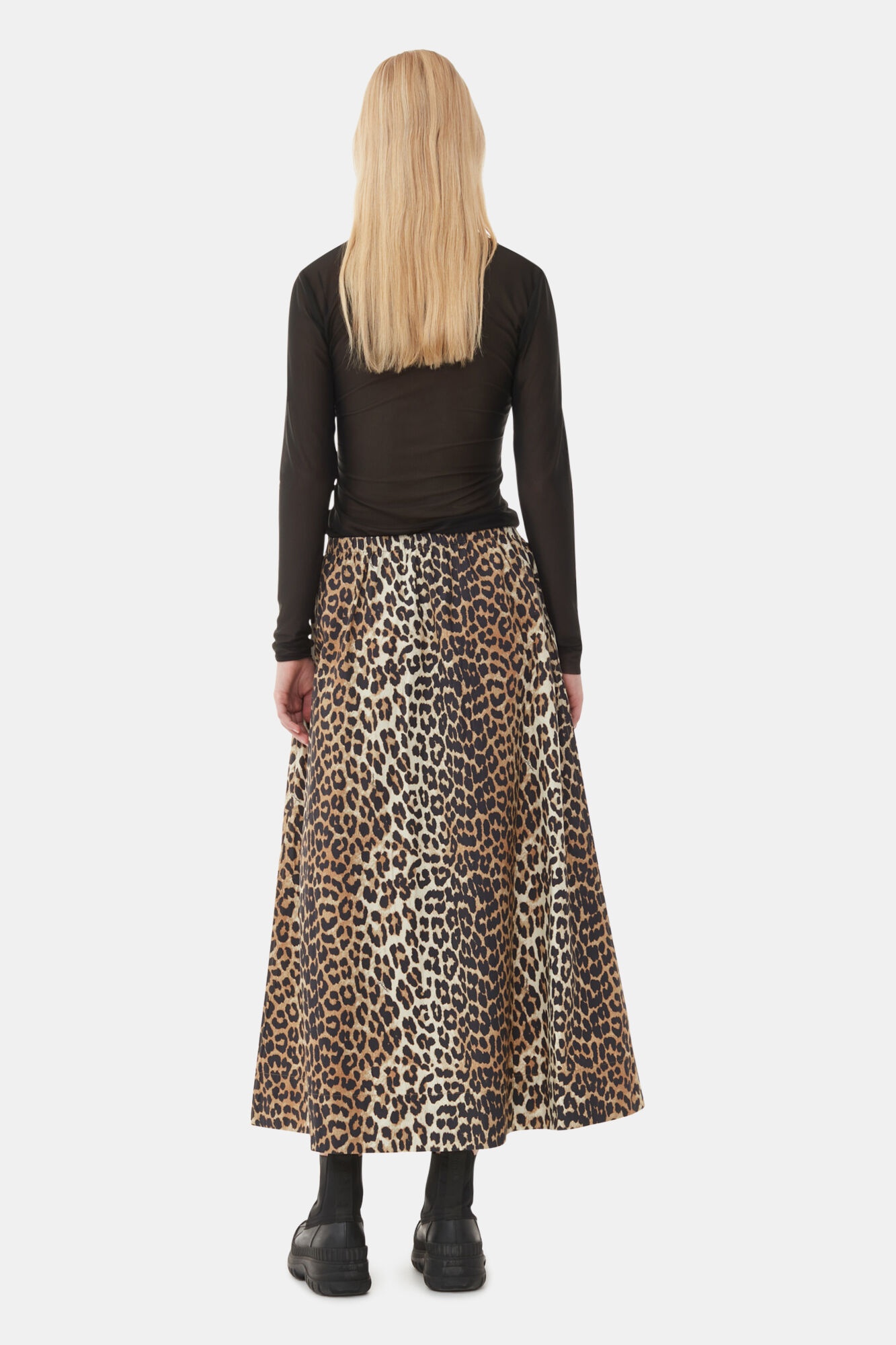 LEOPARD PRINTED ELASTICATED MAXI SKIRT - 5