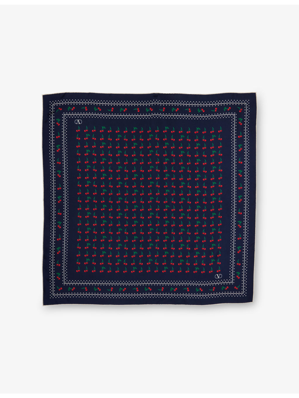 Satin-Twill Cherry-Print Silk Scarf - 3