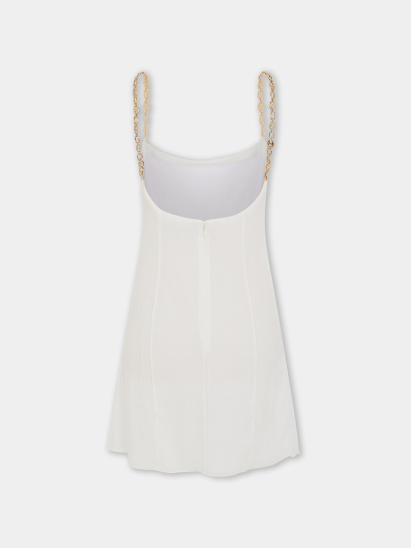 SHORT WHITE PLEATED CHIFFON DRESS 4