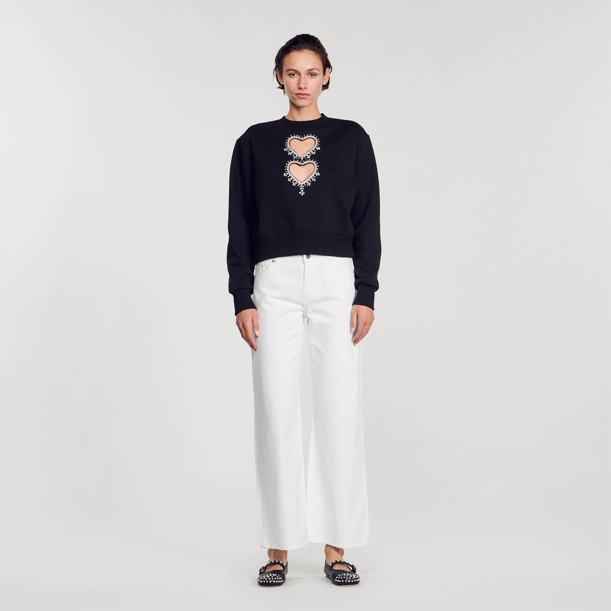 SWEATSHIRT WITH RHINESTONE HEARTS - 3