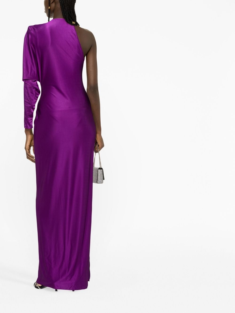 off-shoulder satin-finish gown - 4