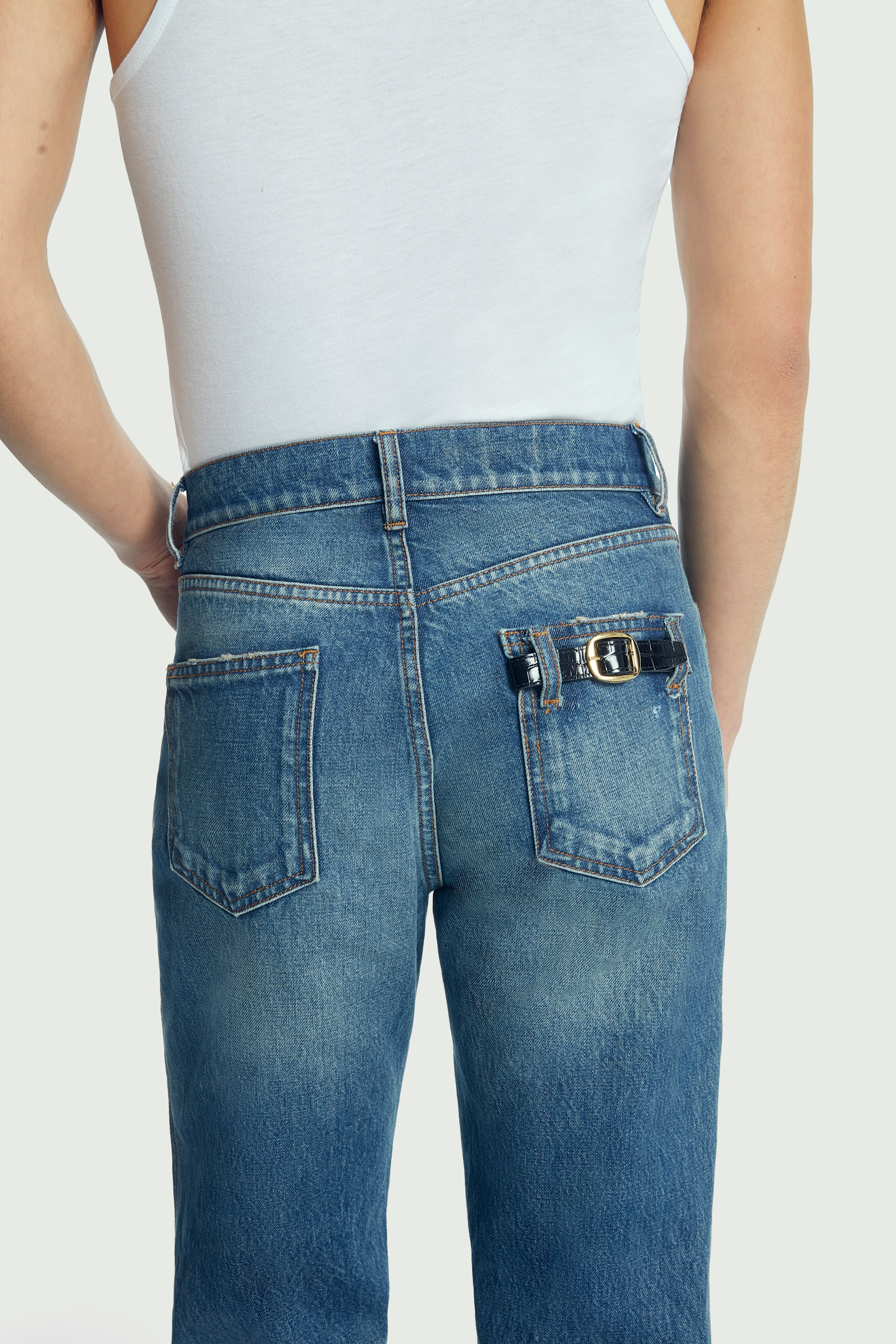 Straight Leg Denim Pants - 9