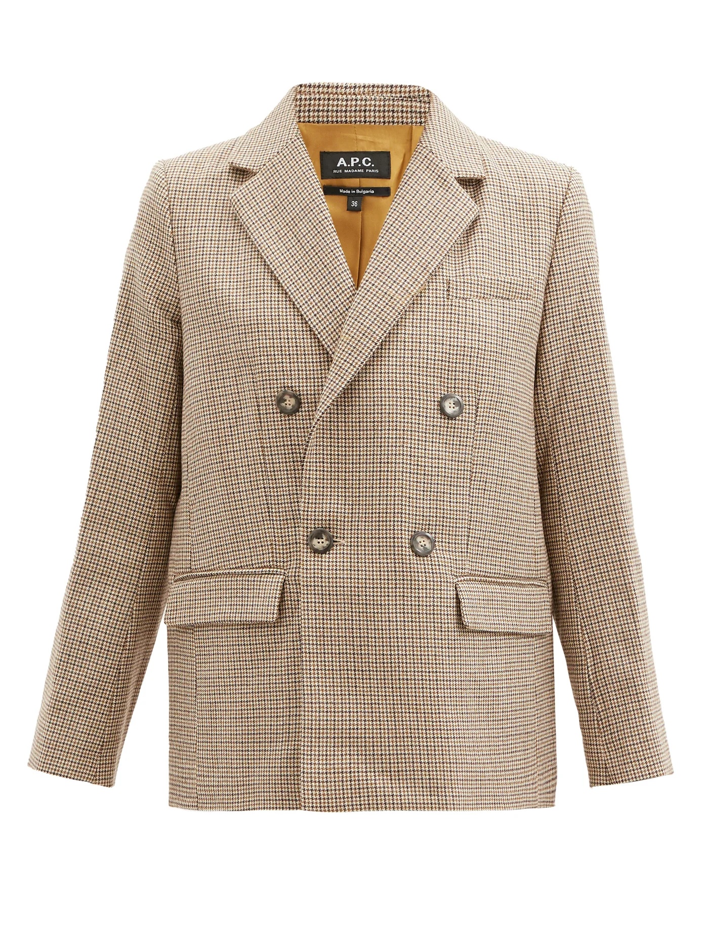 Prune double-breasted houndstooth-wool jacket - 1