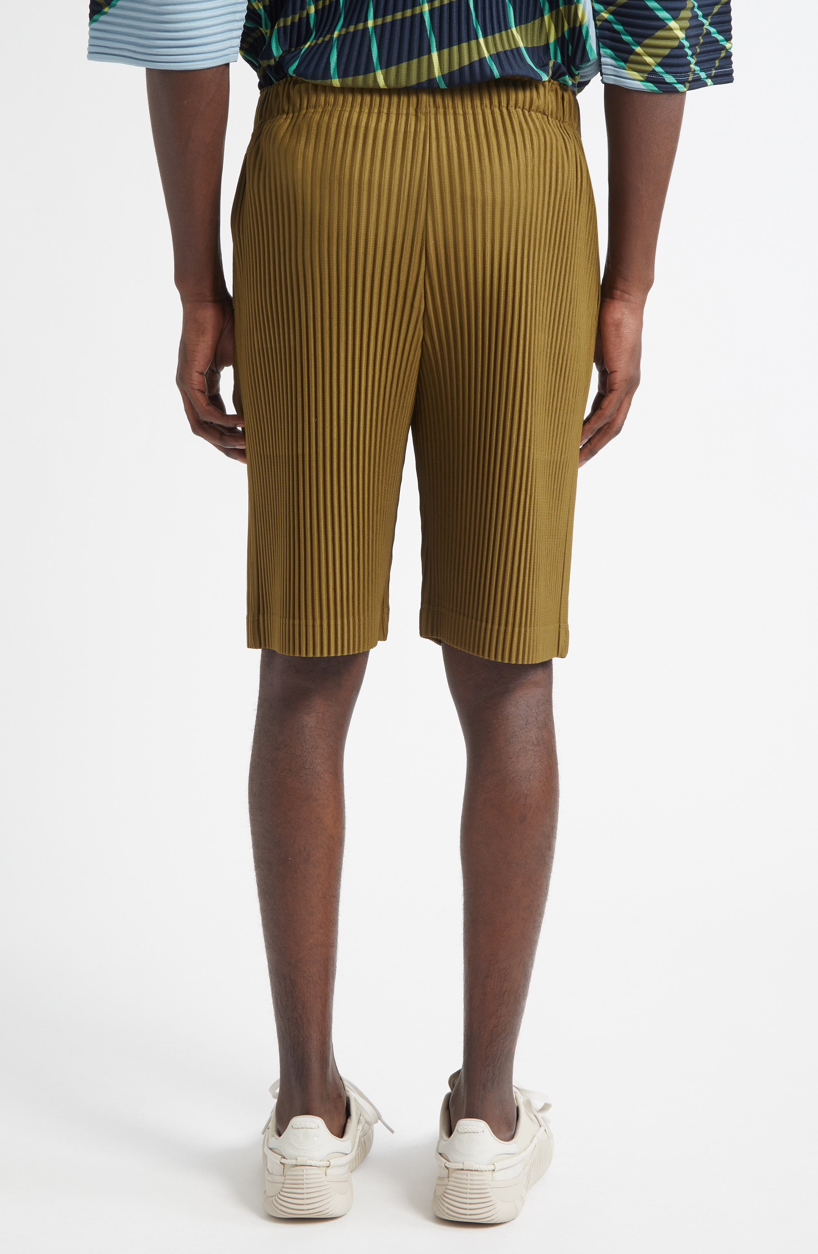 Homme Plissé Issey Miyake Pleated Shorts in Olive Khaki at Nordstrom - 3
