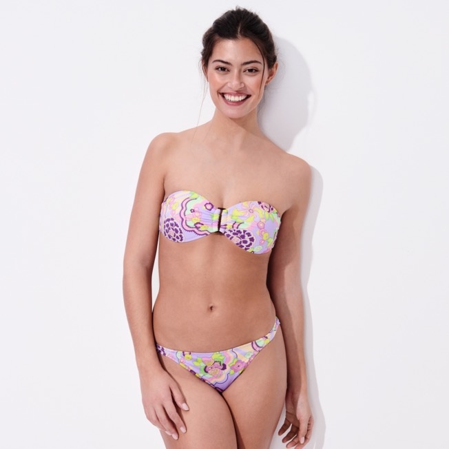 Women Bandeau Bikini Top Rainbow Flowers - 2
