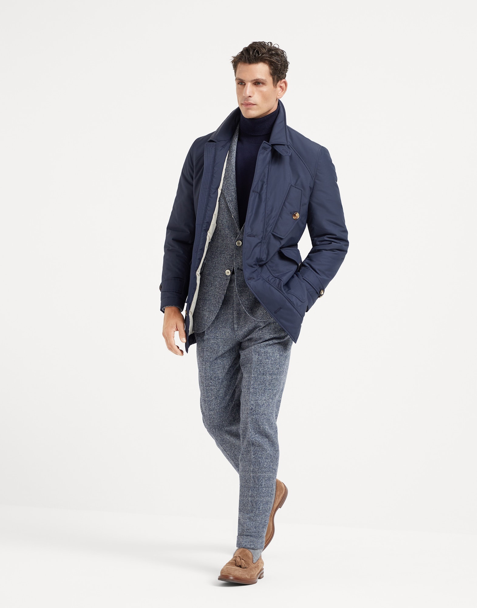Virgin wool and silk techno poplin outerwear jacket with Thermore® padding - 5
