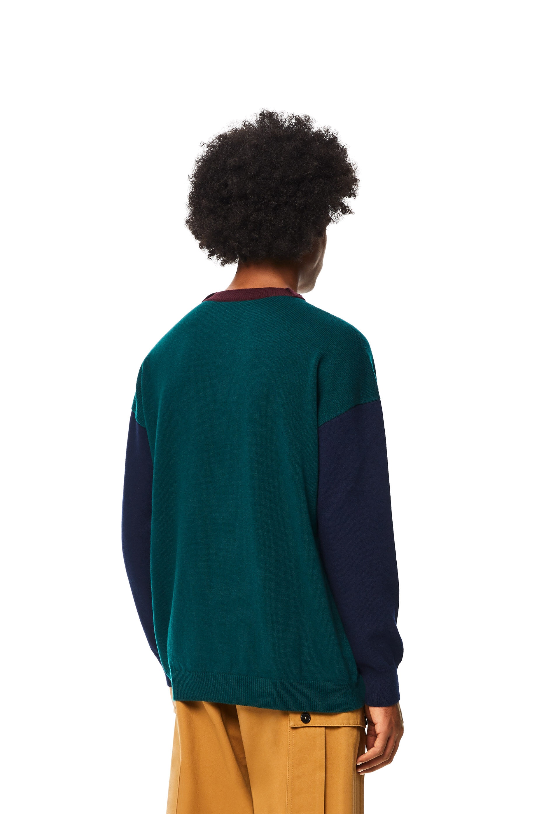 Crewneck colour block sweater in wool - 4