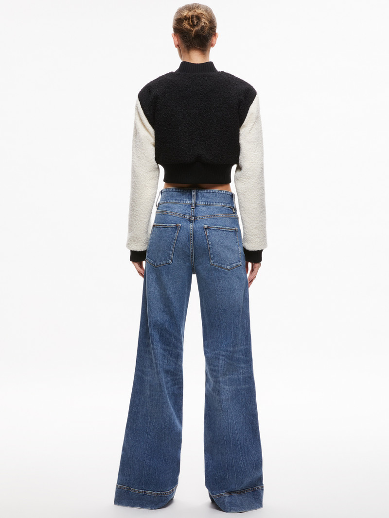 FELISA FUZZY KNIT CROPPED VARSITY JACKET 3