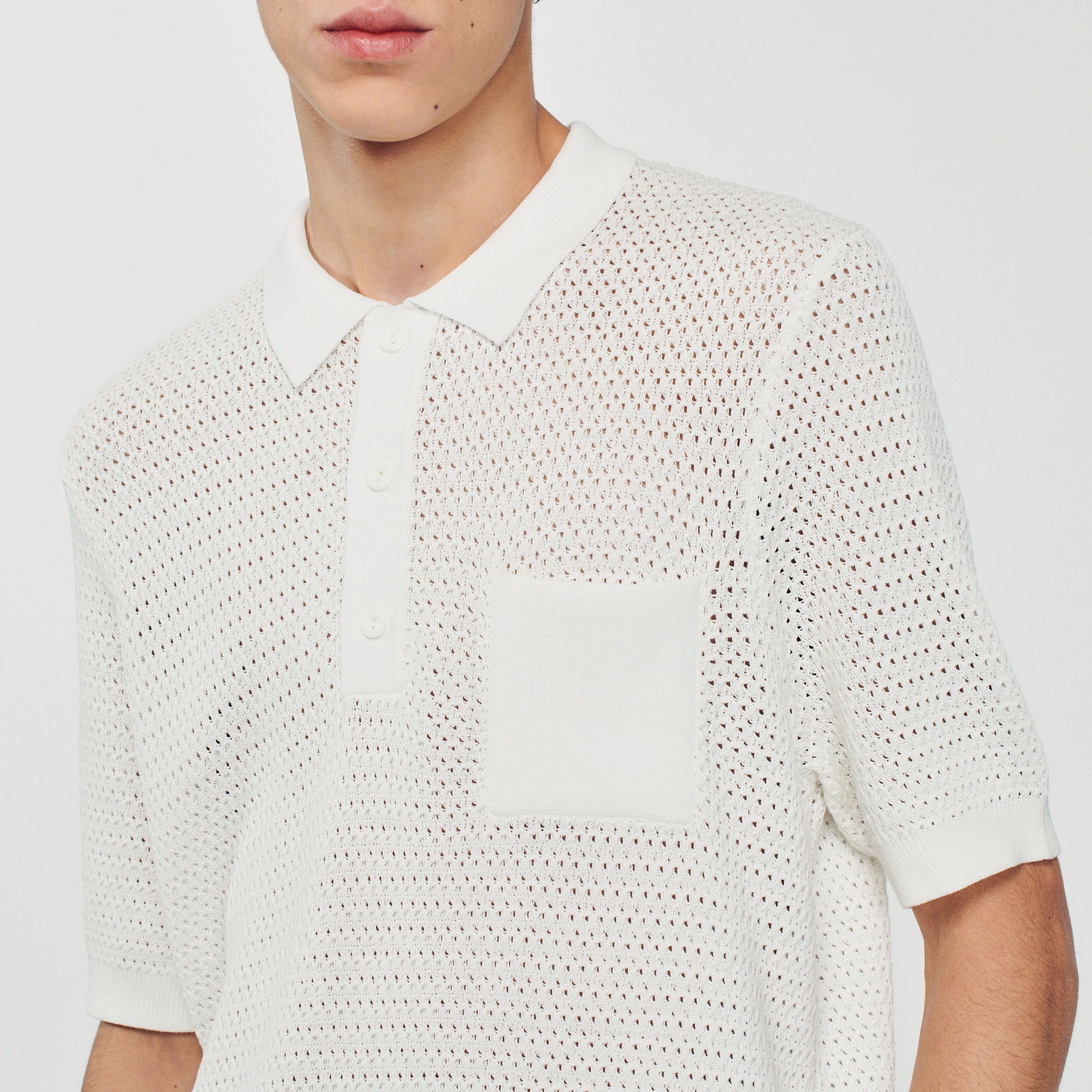 Short-sleeved polo sweater - 4