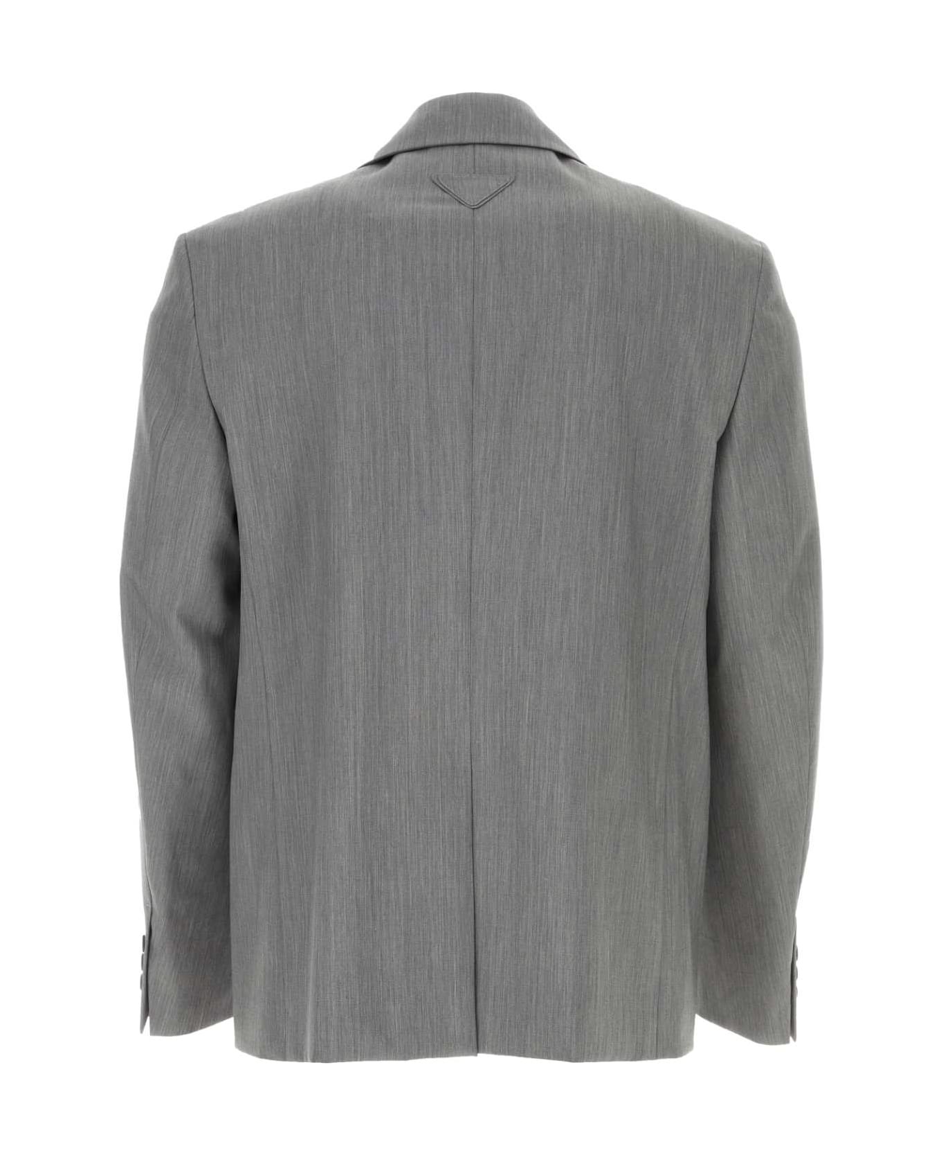 Melange Grey Wool Blend Blazer - 2
