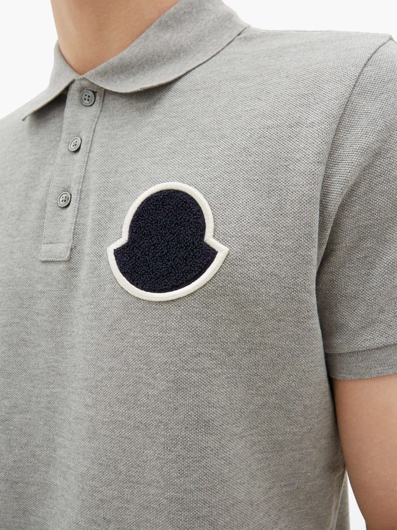 Logo-patch cotton-piqué polo shirt - 4