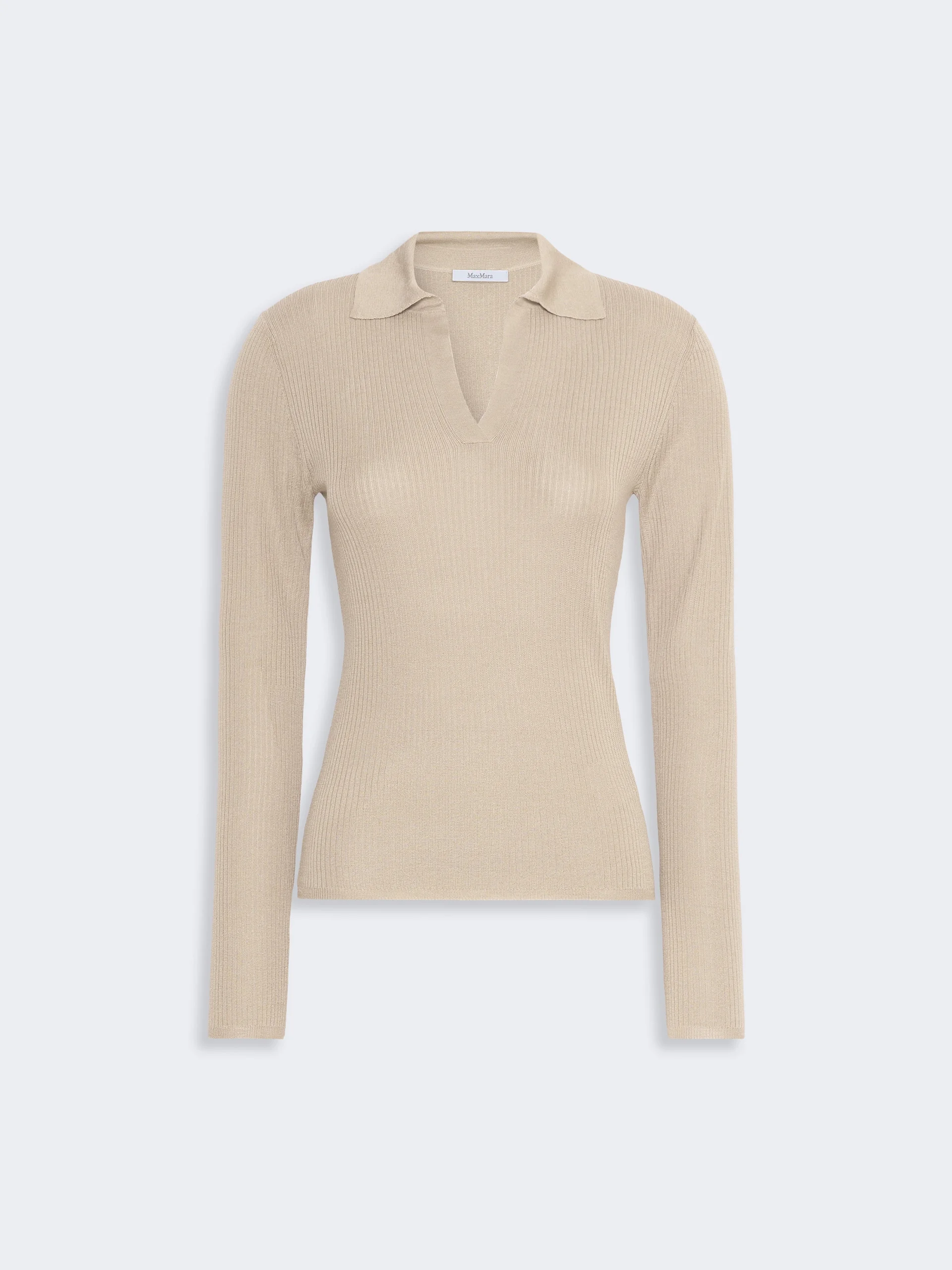 GERGO Cashmere and silk polo sweater - STONE - 1