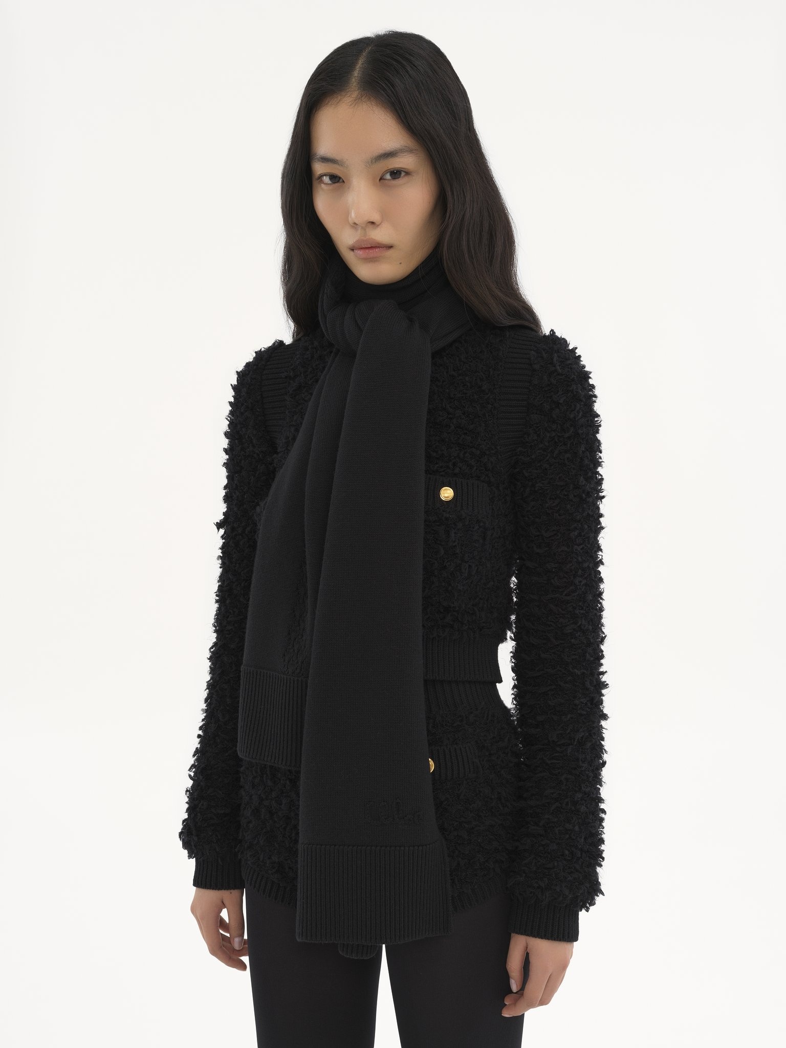 THE CHLOÉ LACE KNIT SCARF IN WOOL & LACE JACQUARD - 2