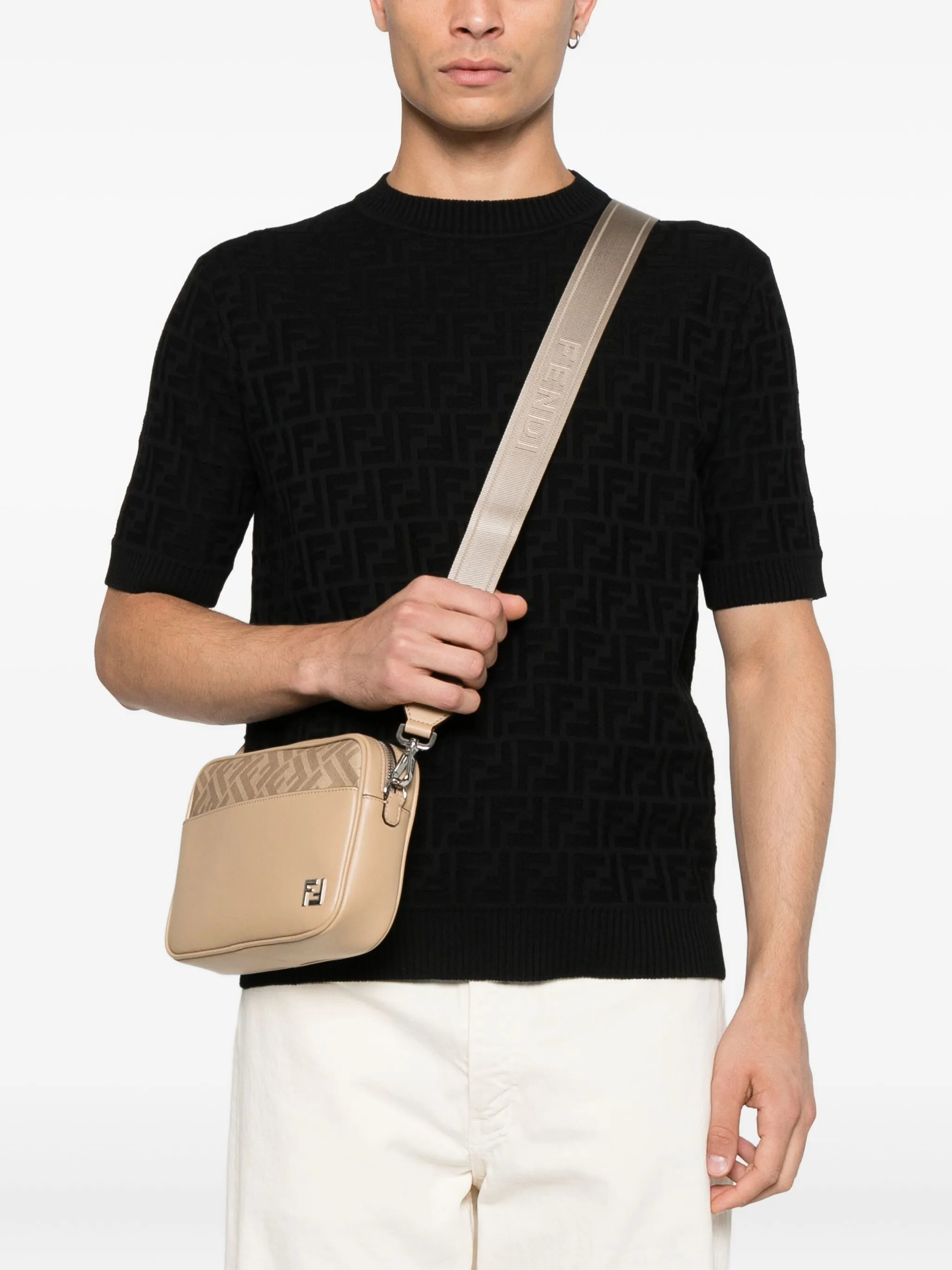 Fendi Monogram-panel Leather Messenger Bag - 4