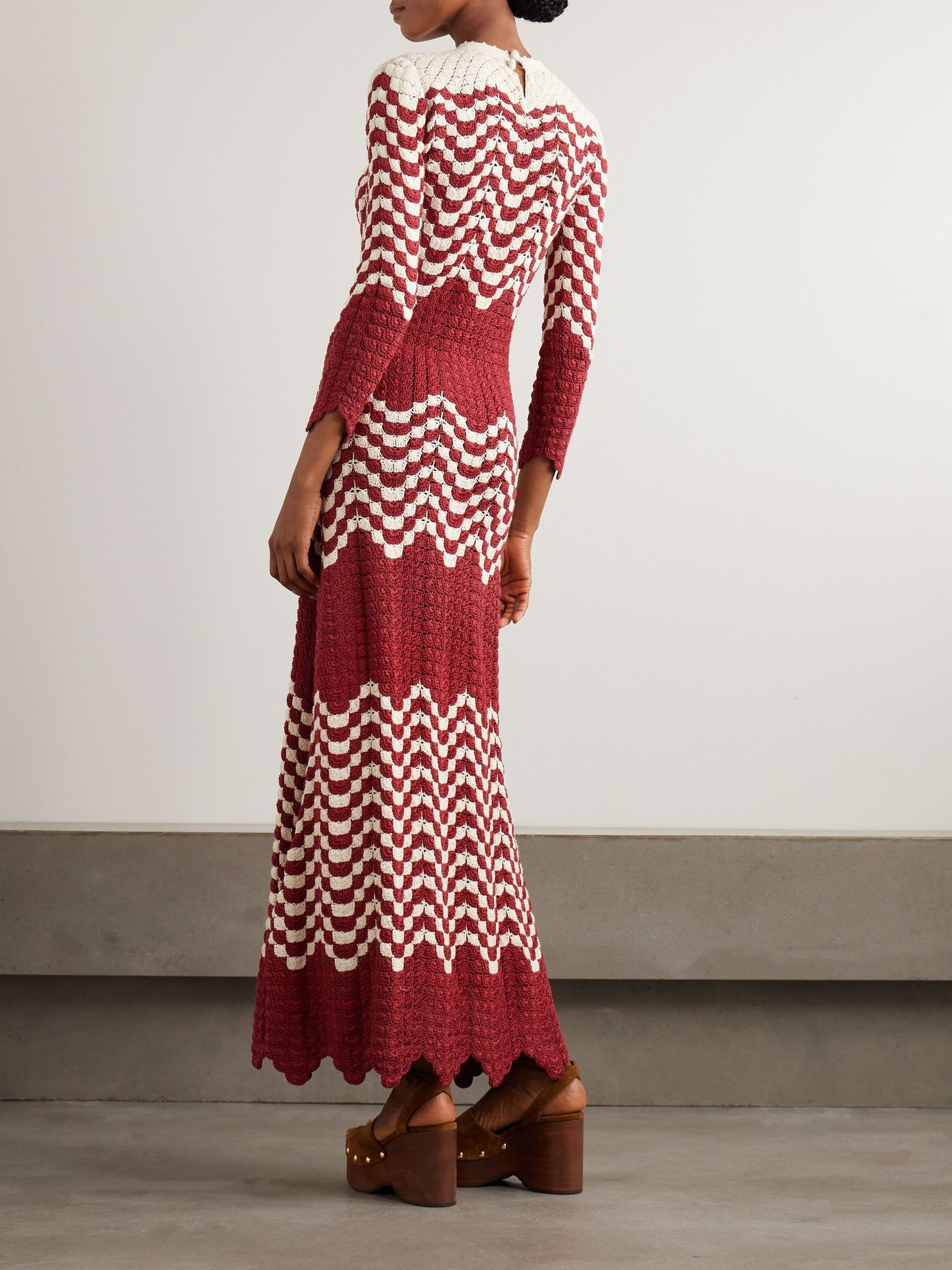 Musa crocheted cotton maxi dress Burgundy - 3