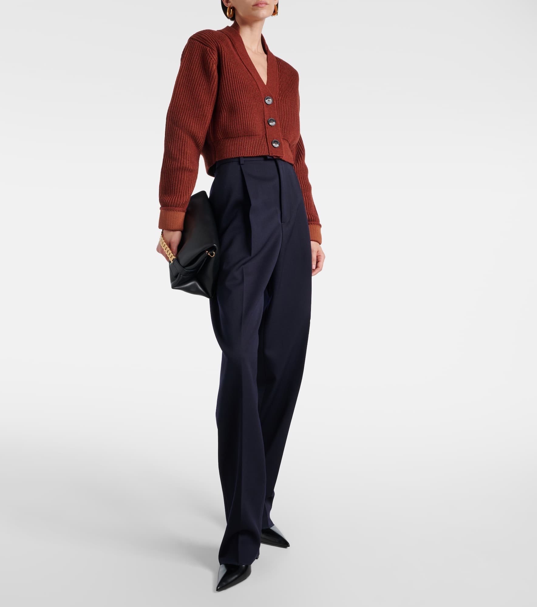 Cropped wool-blend cardigan - 2