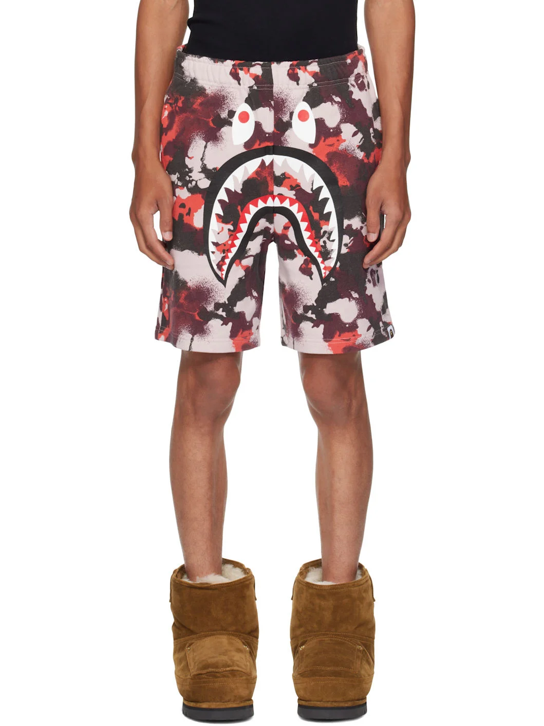 Red & Purple Map Camo Regular Fit Shark Sweat Shorts - 1