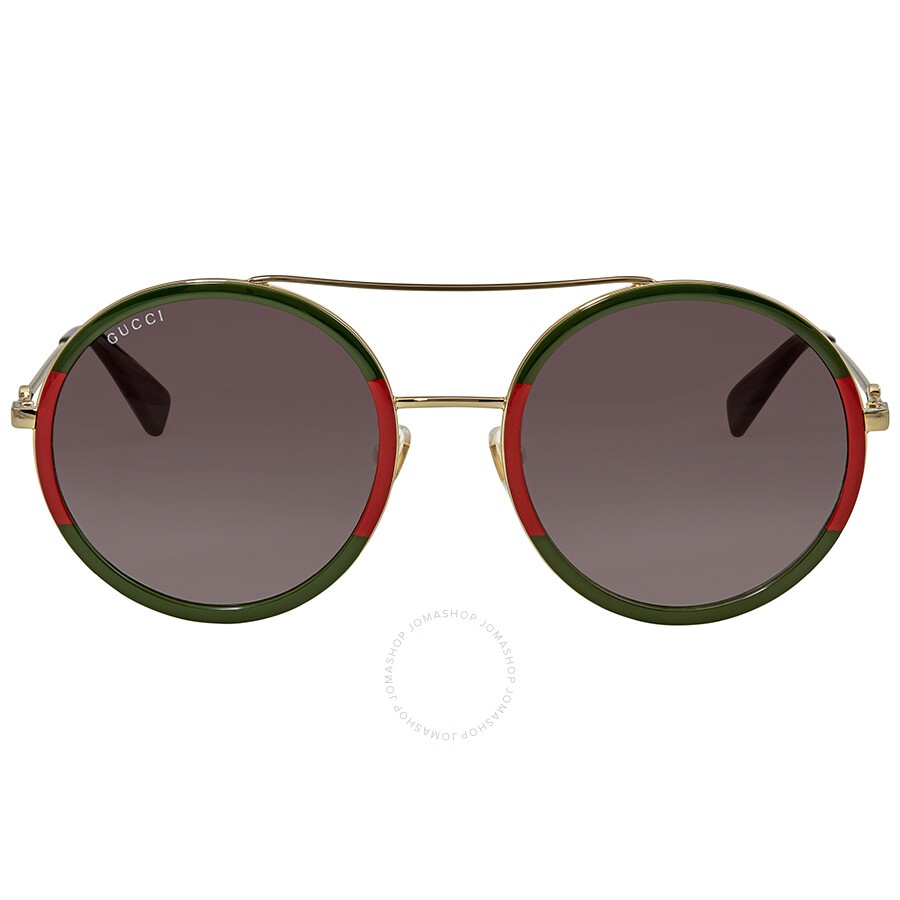 Gucci Green Gradient Round Ladies Sunglasses GG0061S 003 56 - 1