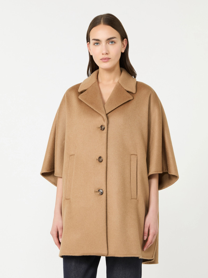 GOCCE Oversized cashmere broadcloth cape - CAMEL 3