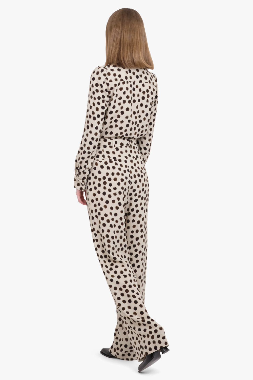 CELINDRA POLKA DOT PRINT L/S SHIRT | ECRU/BROWN - 4