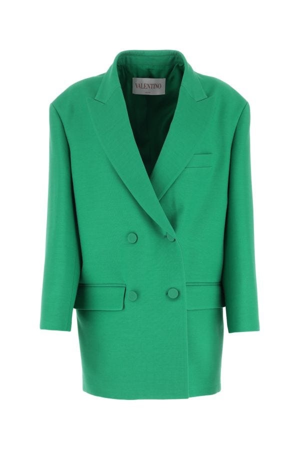 Valentino Garavani Woman Green Crepe Couture Oversize Blazer - 1