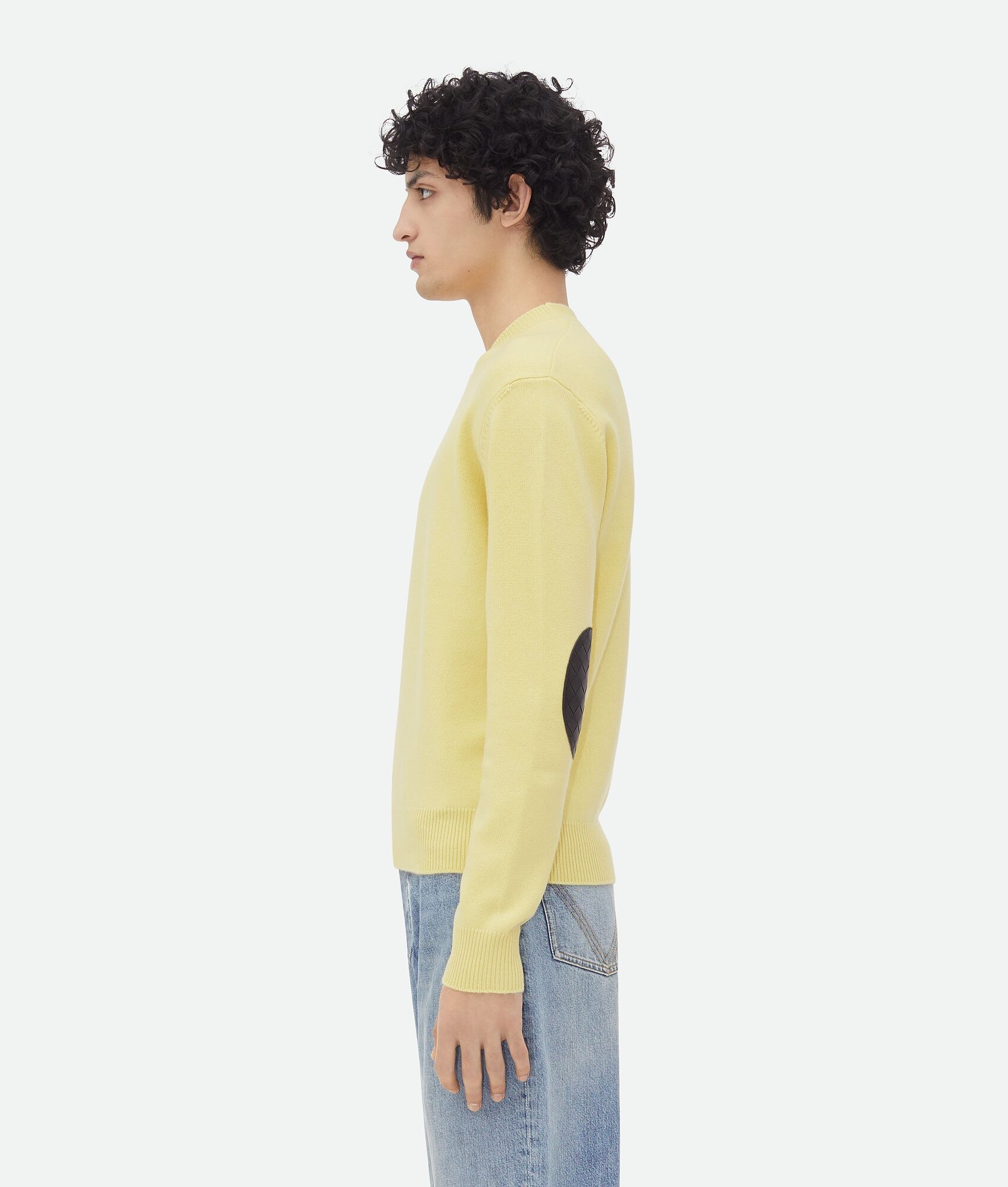 Cashmere Jumper With Intrecciato Leather Patches - 2