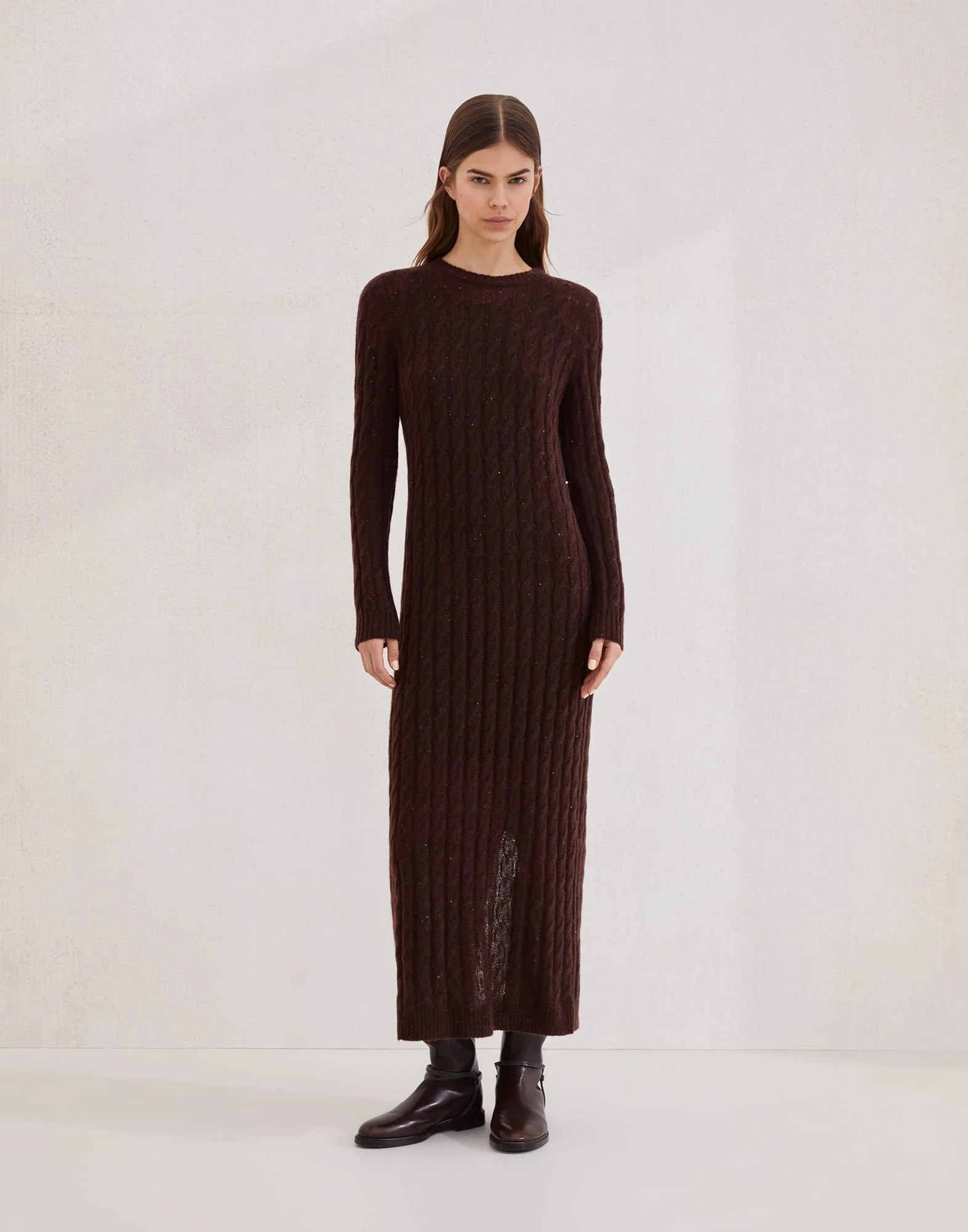 Mohair, cotton and wool dazzling cable knit dress - 1