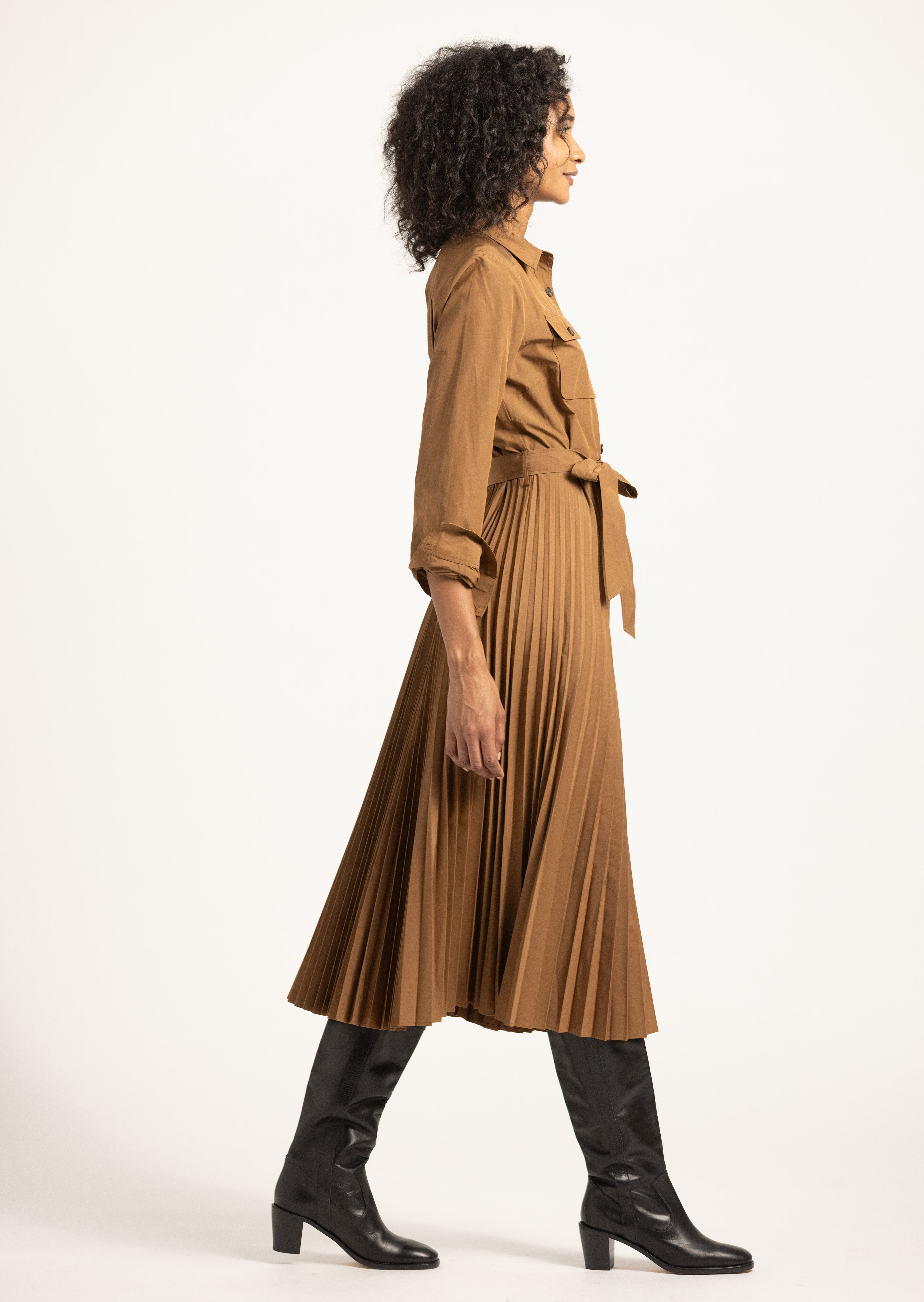 KENZA PLEATED MIDI DRESS - 4