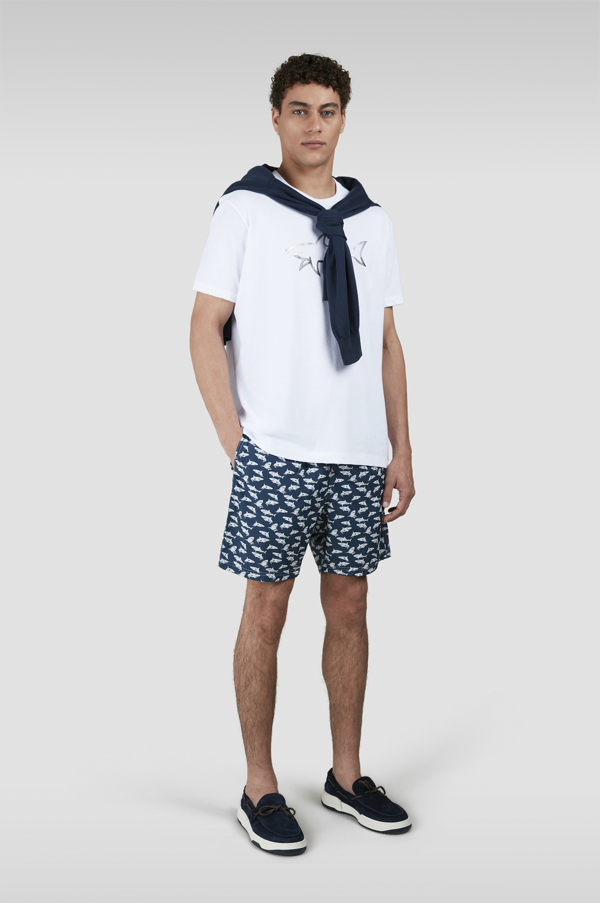 SWIM SHORTS WITH ALL-OVER SHARK PRINT - 2