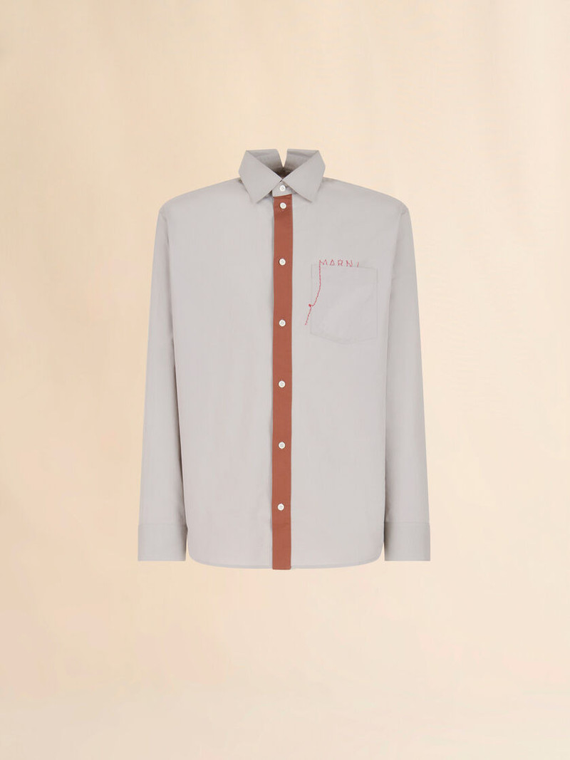 GRAY COTTON POPLIN SHIRT WITH MARNI MENDING LOGO 1