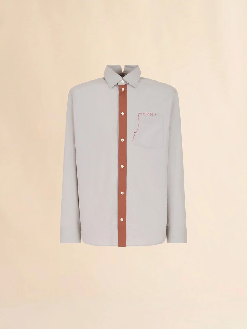 GRAY COTTON POPLIN SHIRT WITH MARNI MENDING LOGO - 1