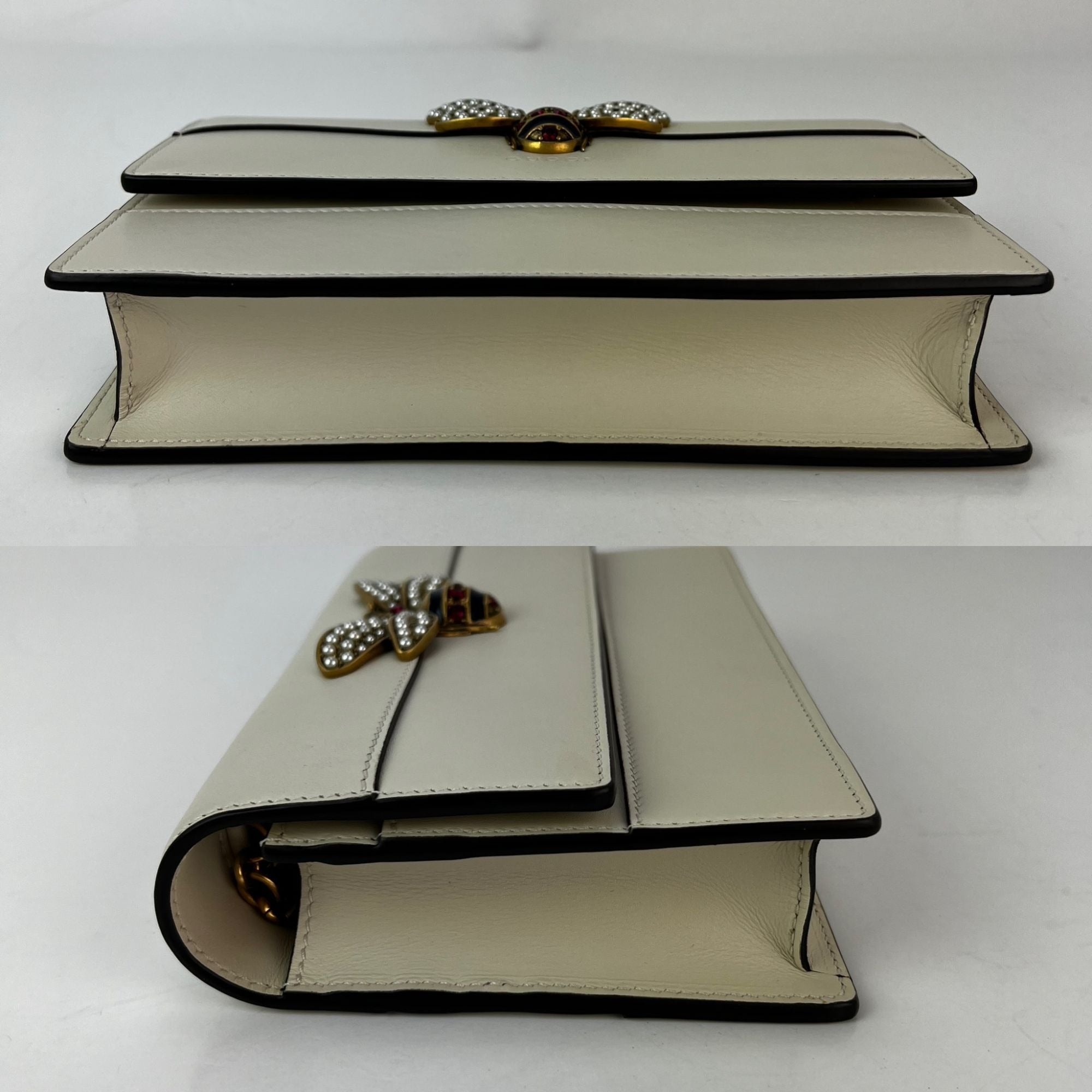 Gucci Queen Margaret Bee Wallet on a Chain Mystic White Clutch - 4
