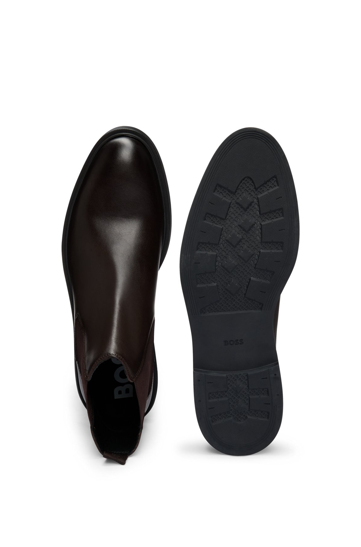 LEATHER CHELSEA BOOTS WITH SIGNATURE-STRIPE DETAIL - 4