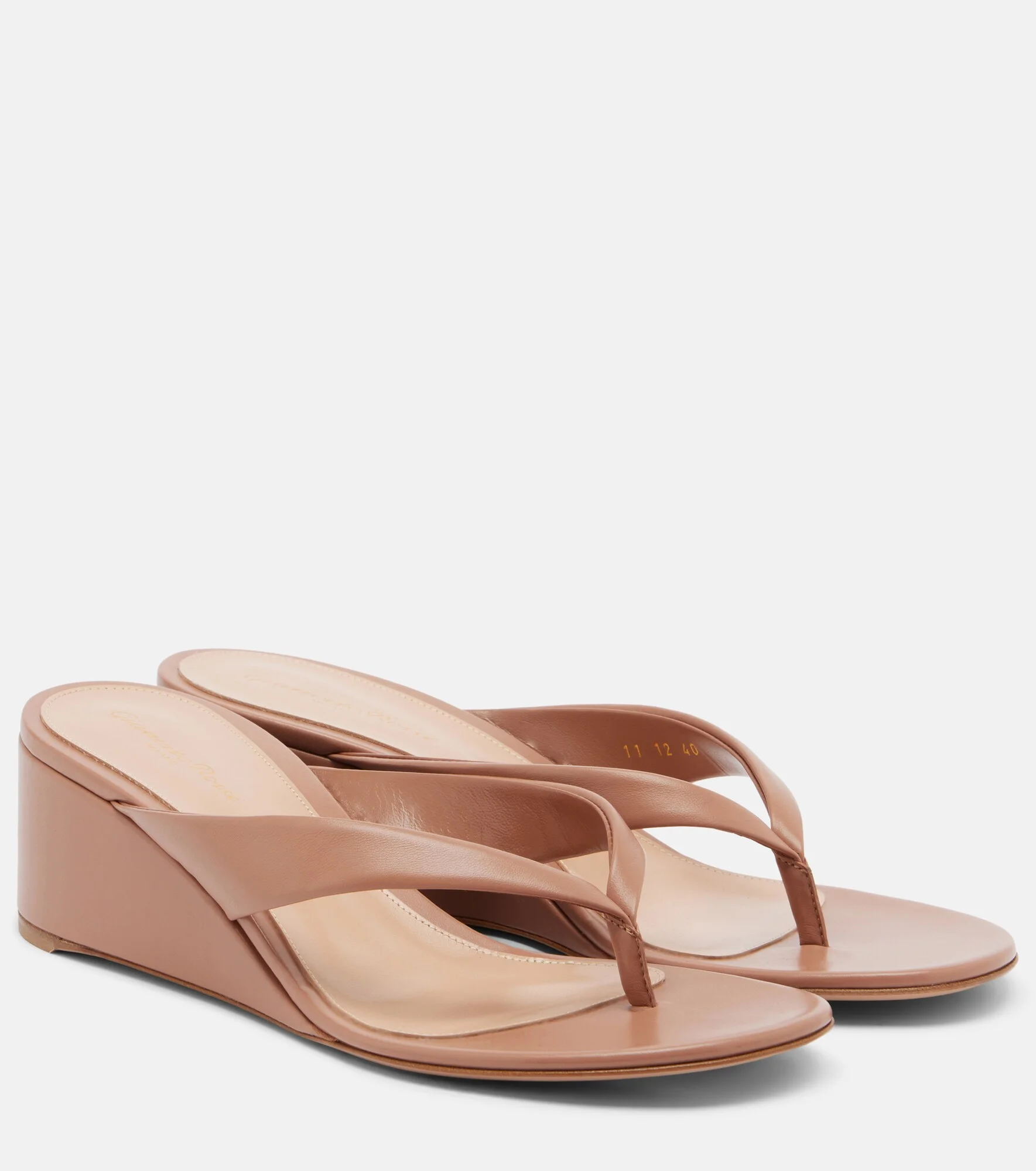 Leather wedge thong sandals - 1