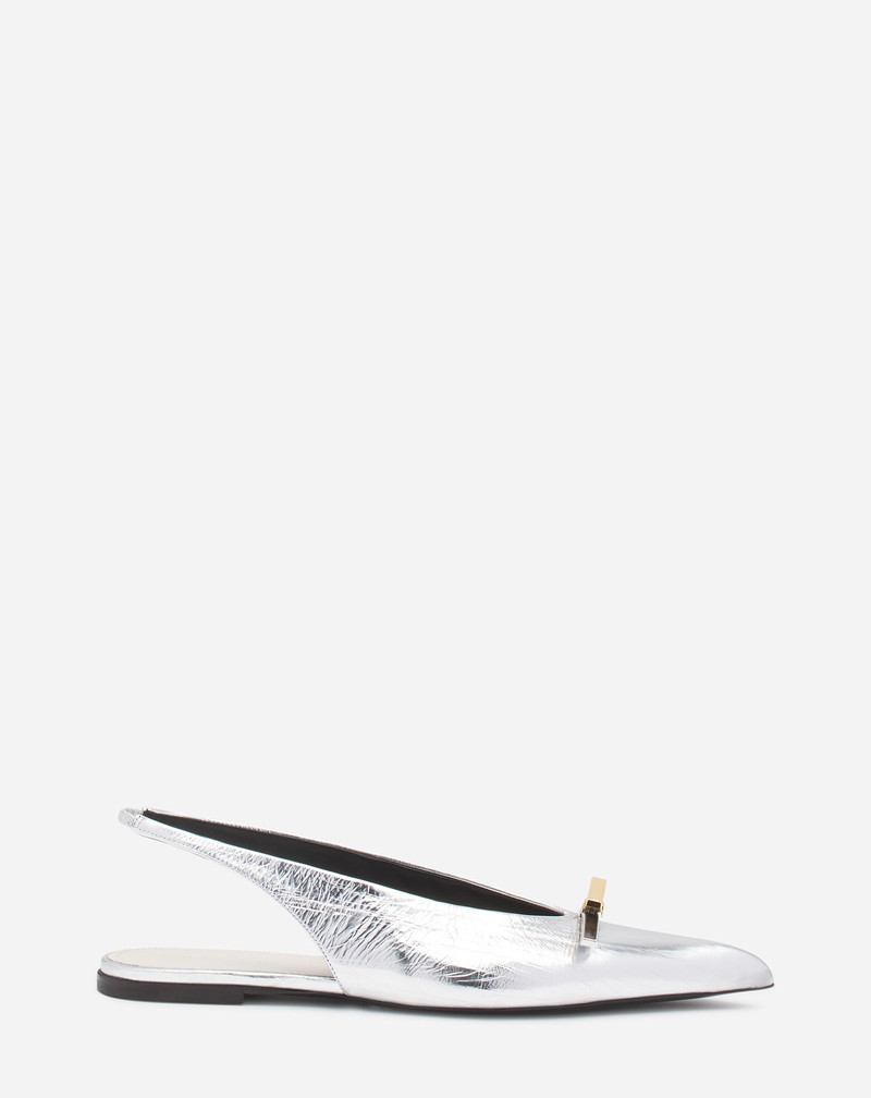 LANVIN BOW SLINGBACK IN METALLIC LEATHER 1