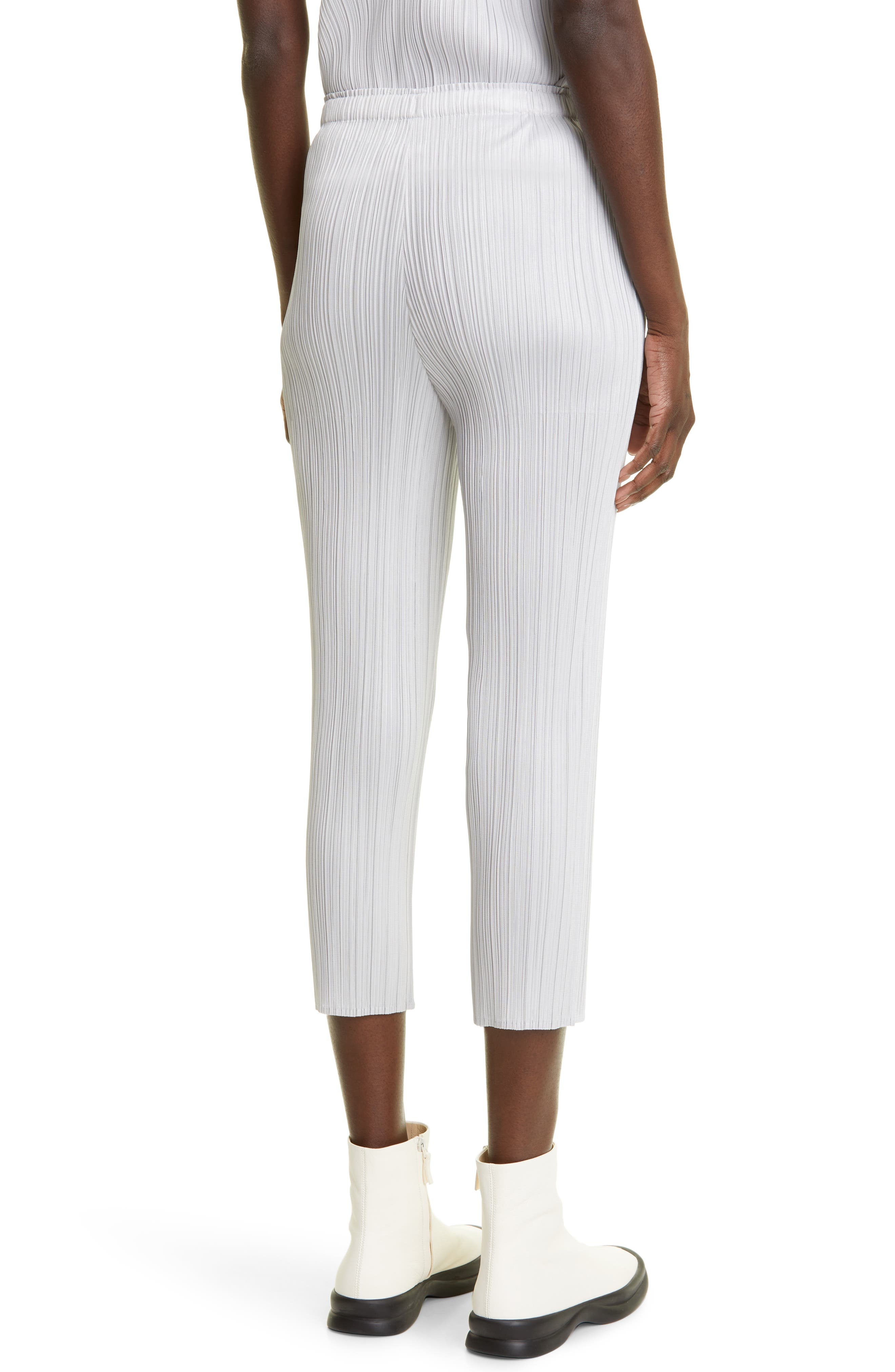 Pleats Please Issey Miyake Pleated Crop Skinny Pants in Light Grey at Nordstrom - 3