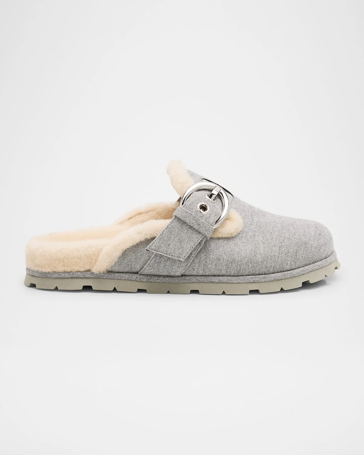 Chrystie Shearling-Lined Flannel Mules - 1