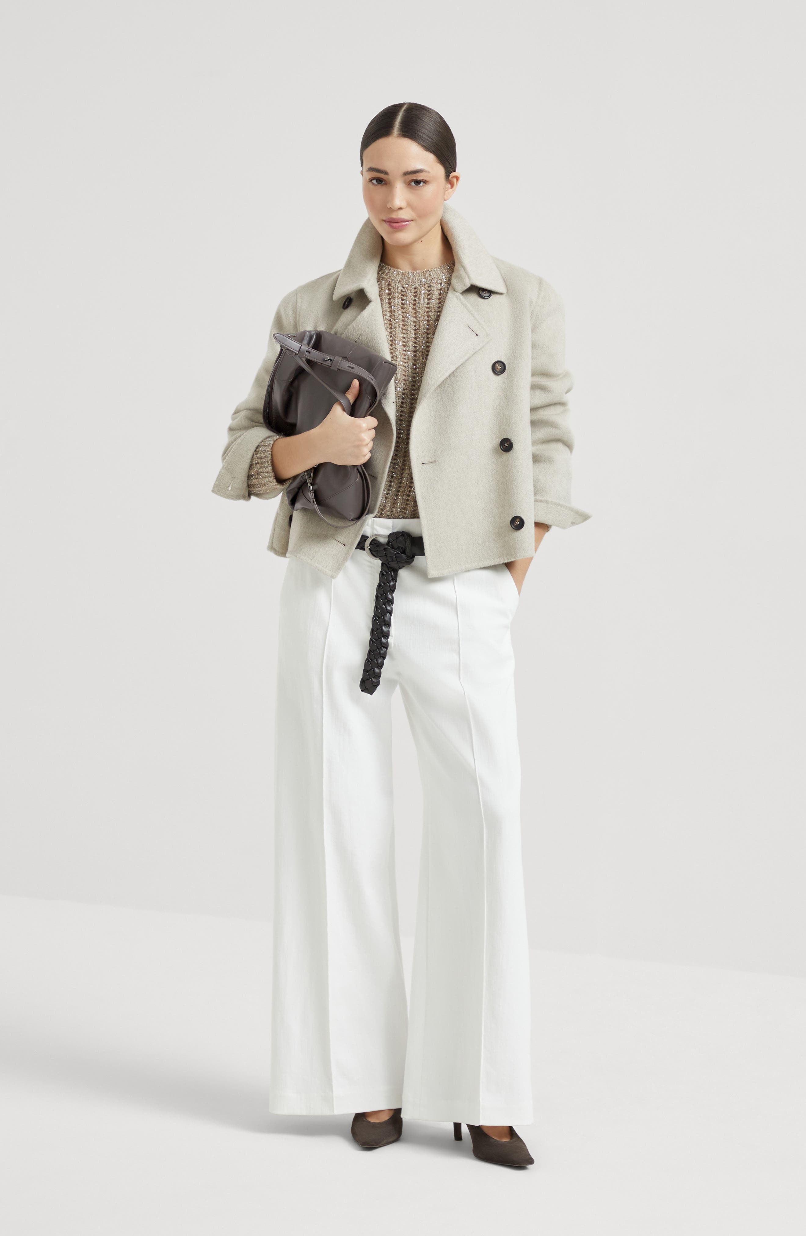 Brunello Cucinelli Flared sartorial trousers in Ivory at Nordstrom - 5