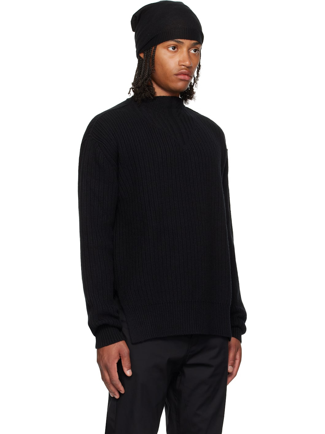 Black Concordians Fisherman Round Neck Sweater - 2