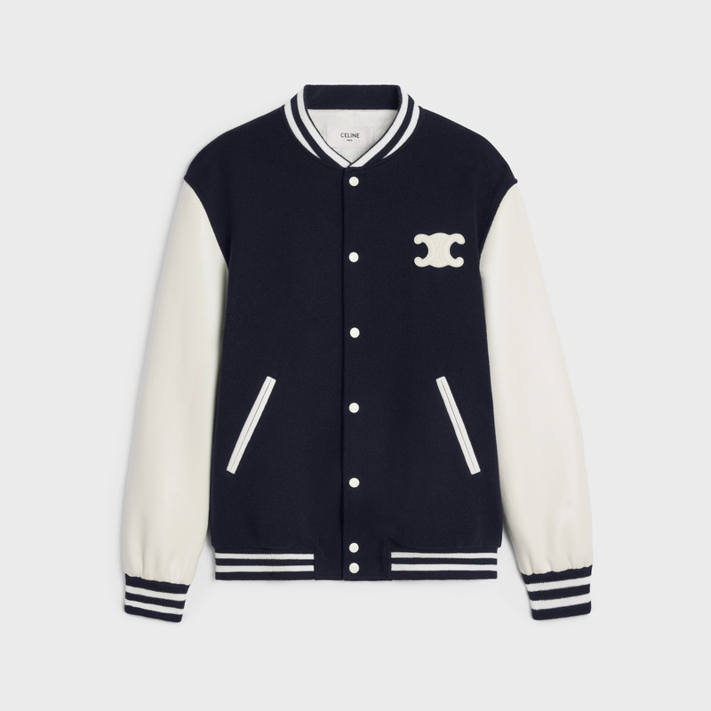 【希少】CELINE 22AW TEDDY JACKET CELINE teddy varsity jacket in textured wool - 2V29V896C.07MR