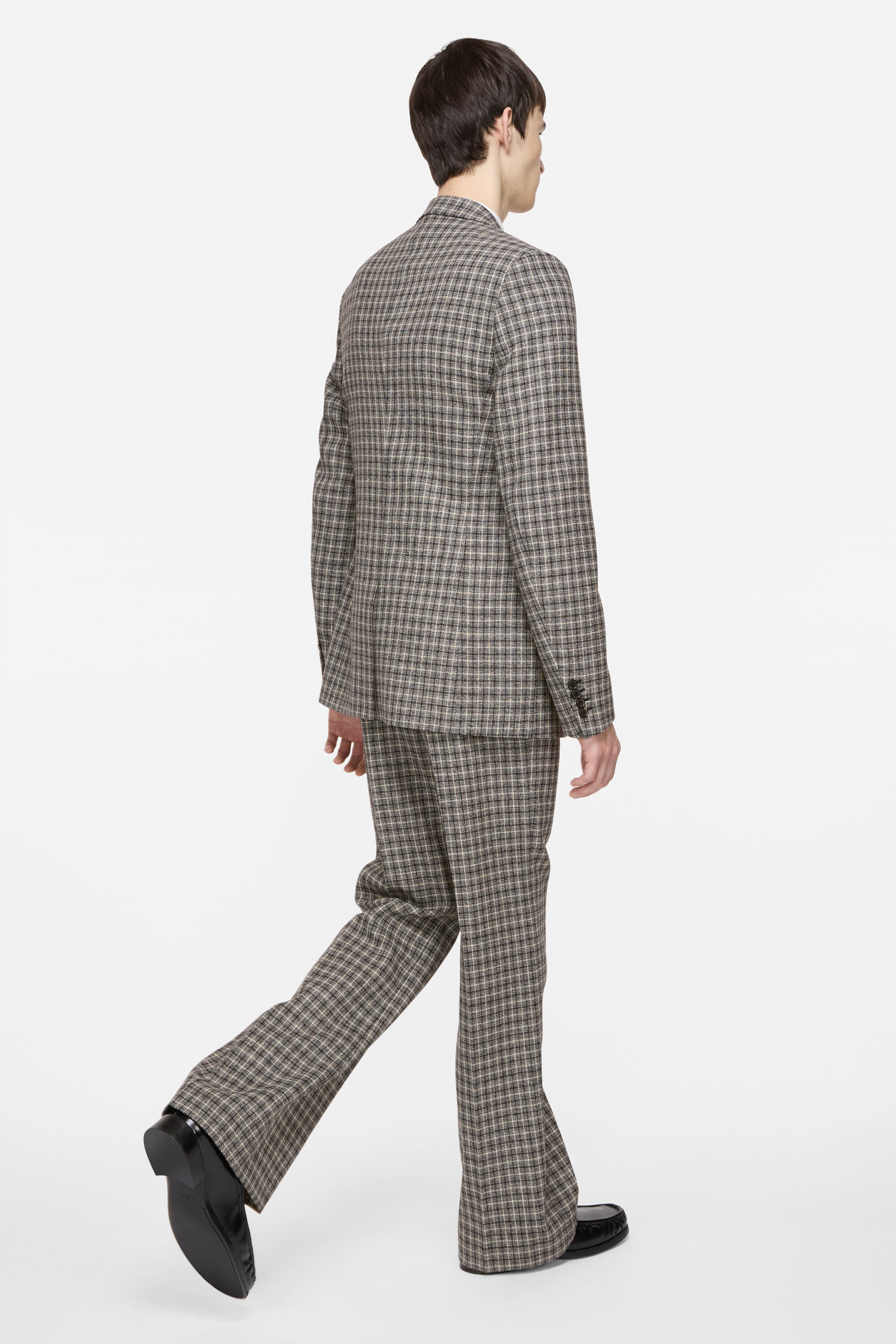 Fitted wool suit jacket - Black/white - 3