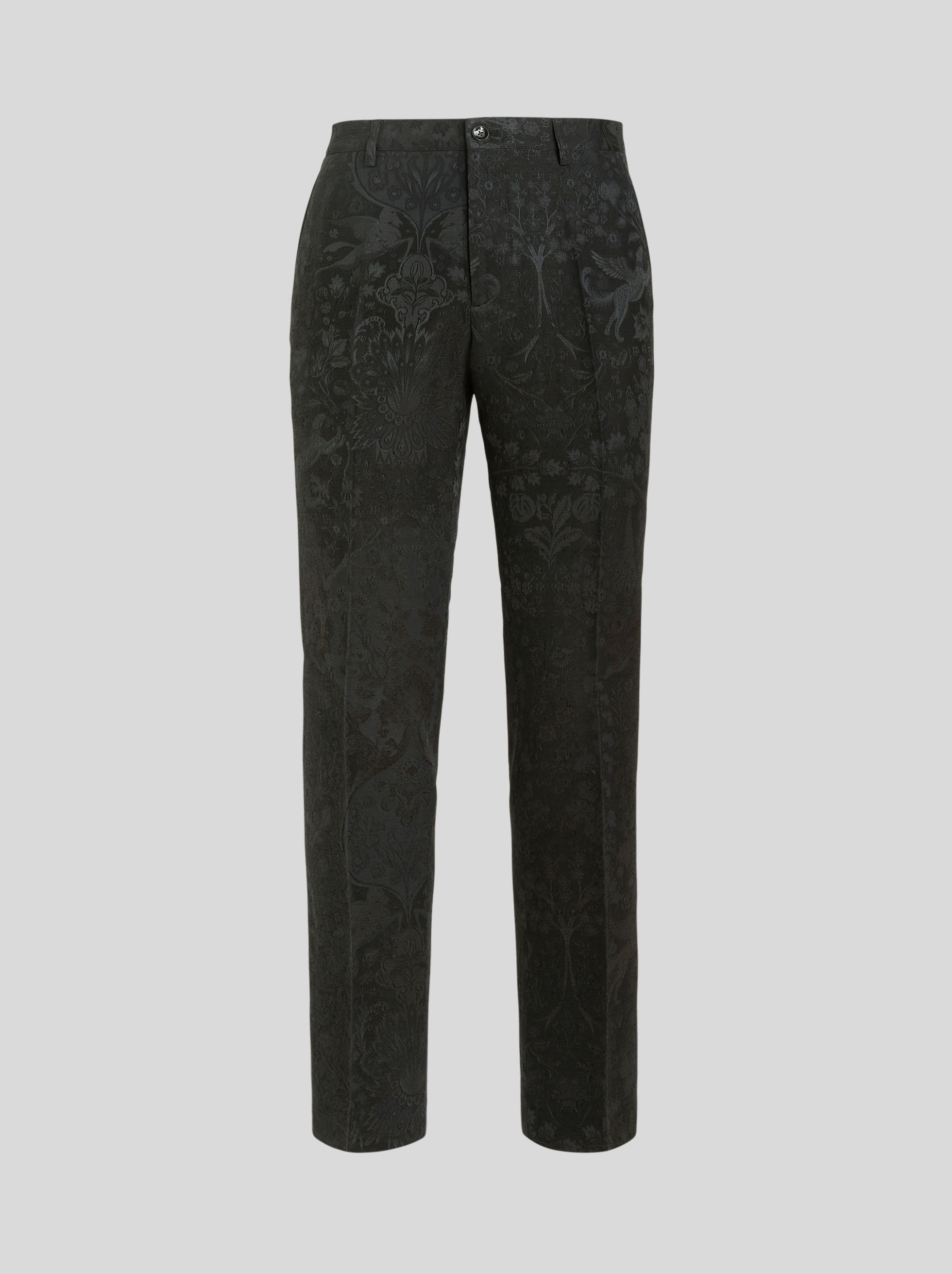 WOOL AND SILK JACQUARD TROUSERS - 1