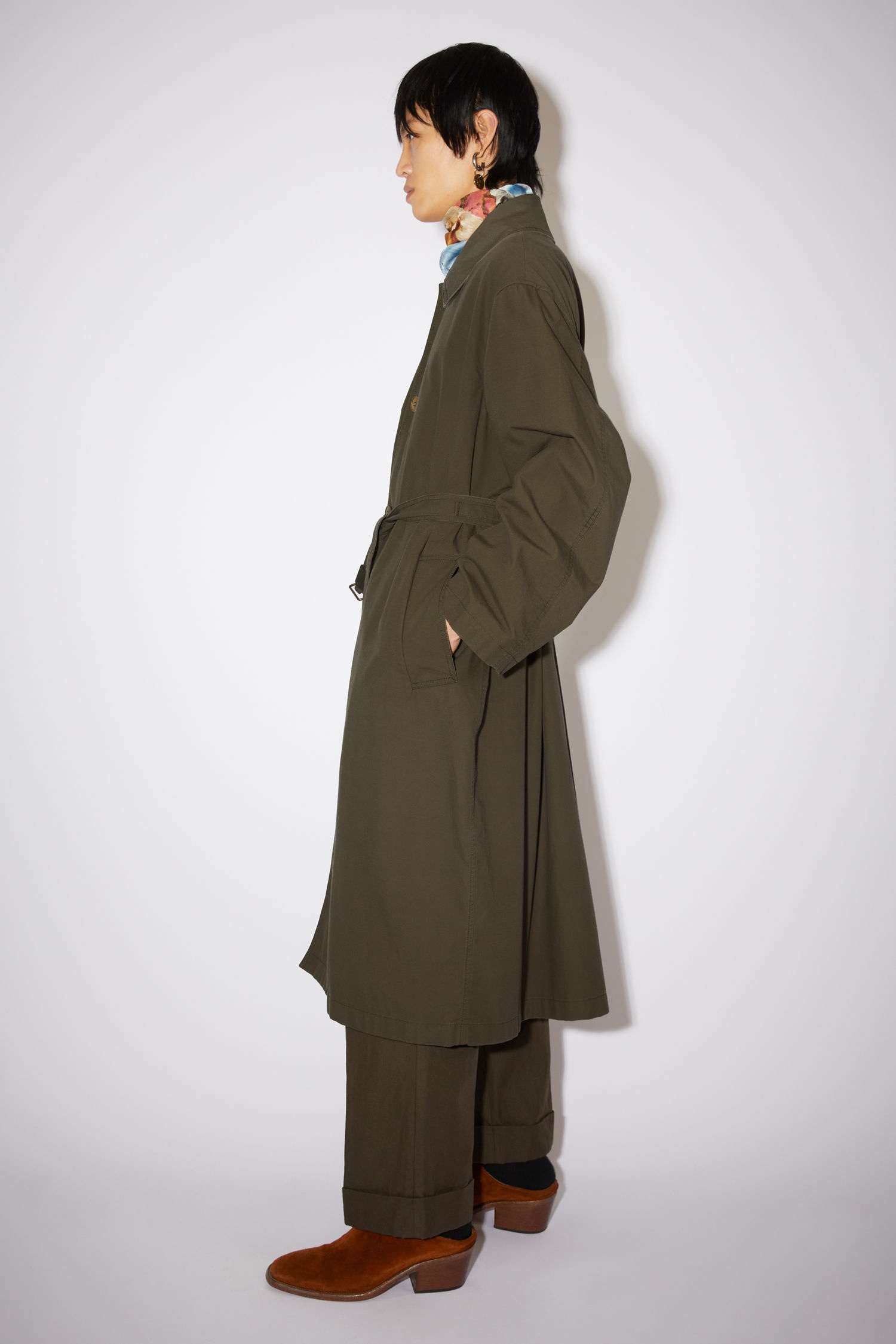 Relaxed fit coat - Dark Olive - 4