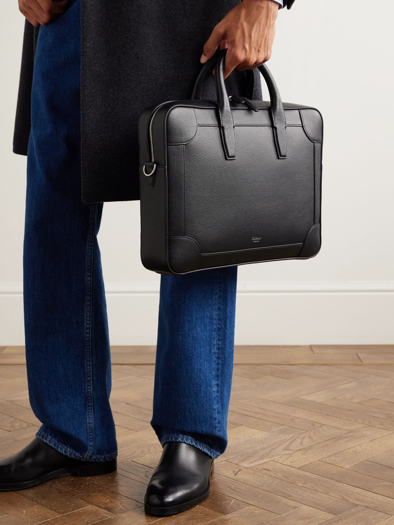 Belgrace Full-Grain Leather Briefcase Black - 6