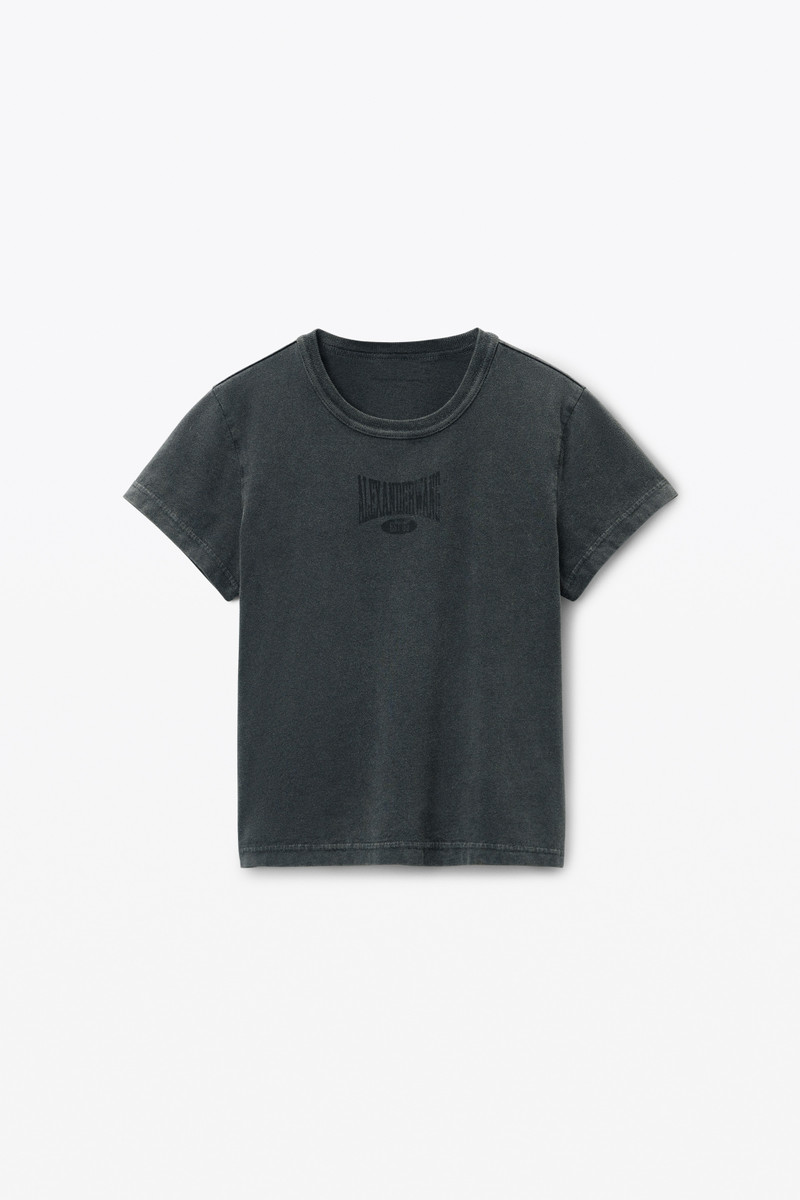 Distressed Logo Shrunken Cotton Tee 1
