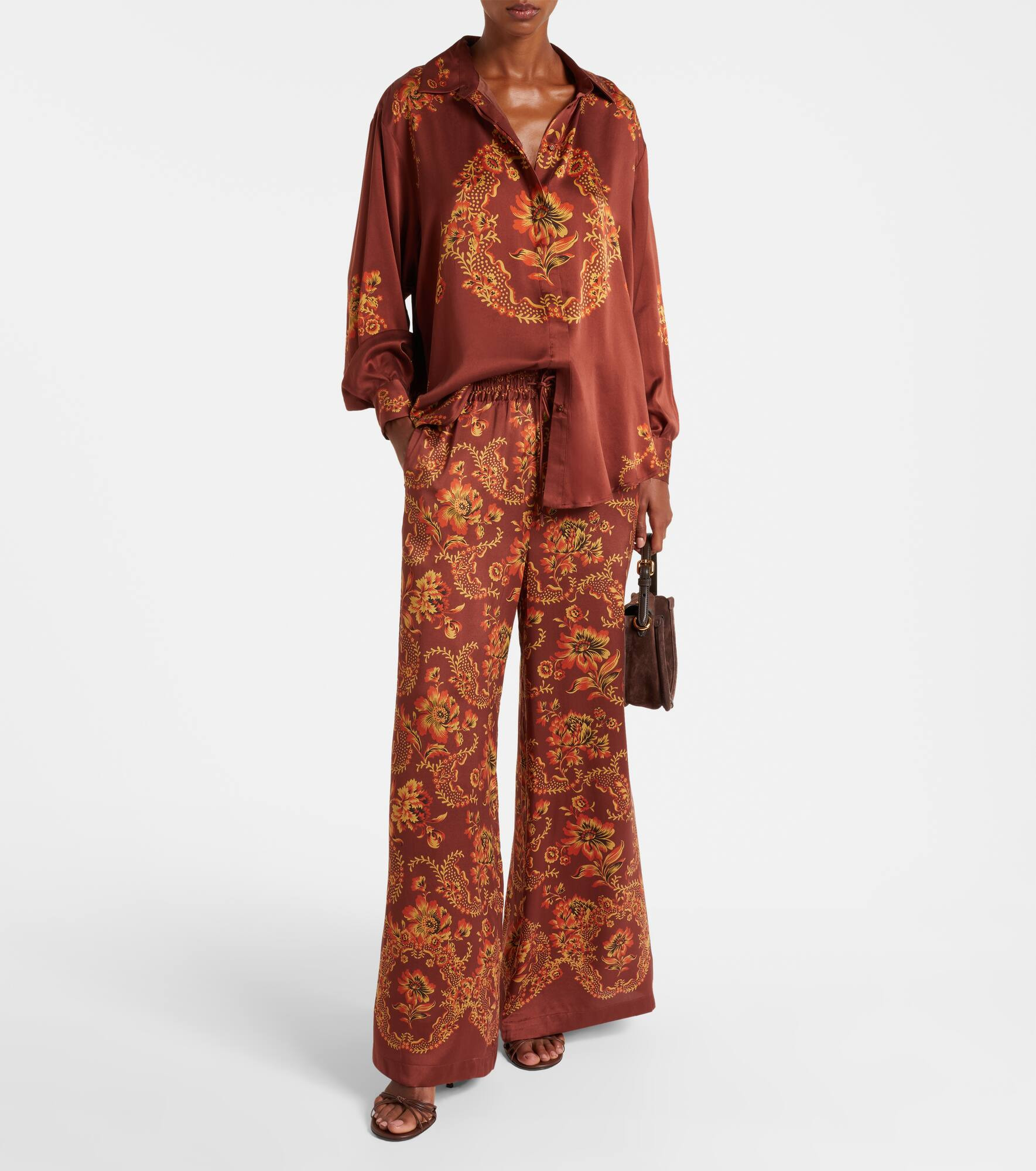 Seraphina printed silk wide-leg pants - 2