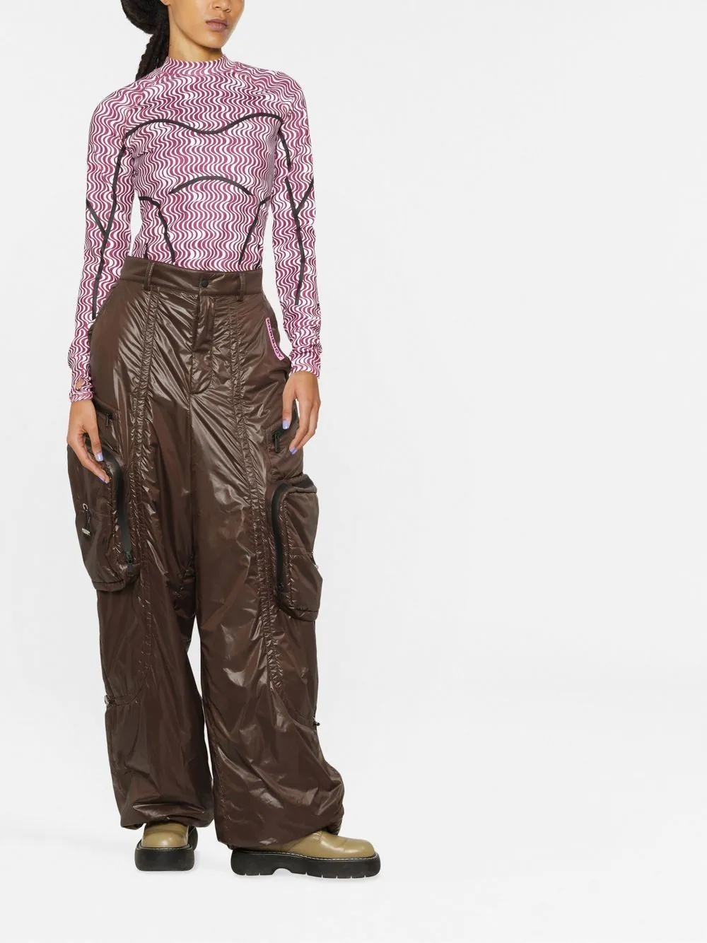 zip-pocket loose-fit trousers - 2