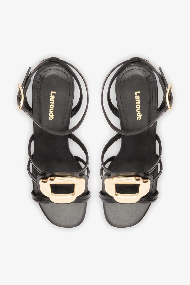 Margherita Block Sandal Black Leather 6