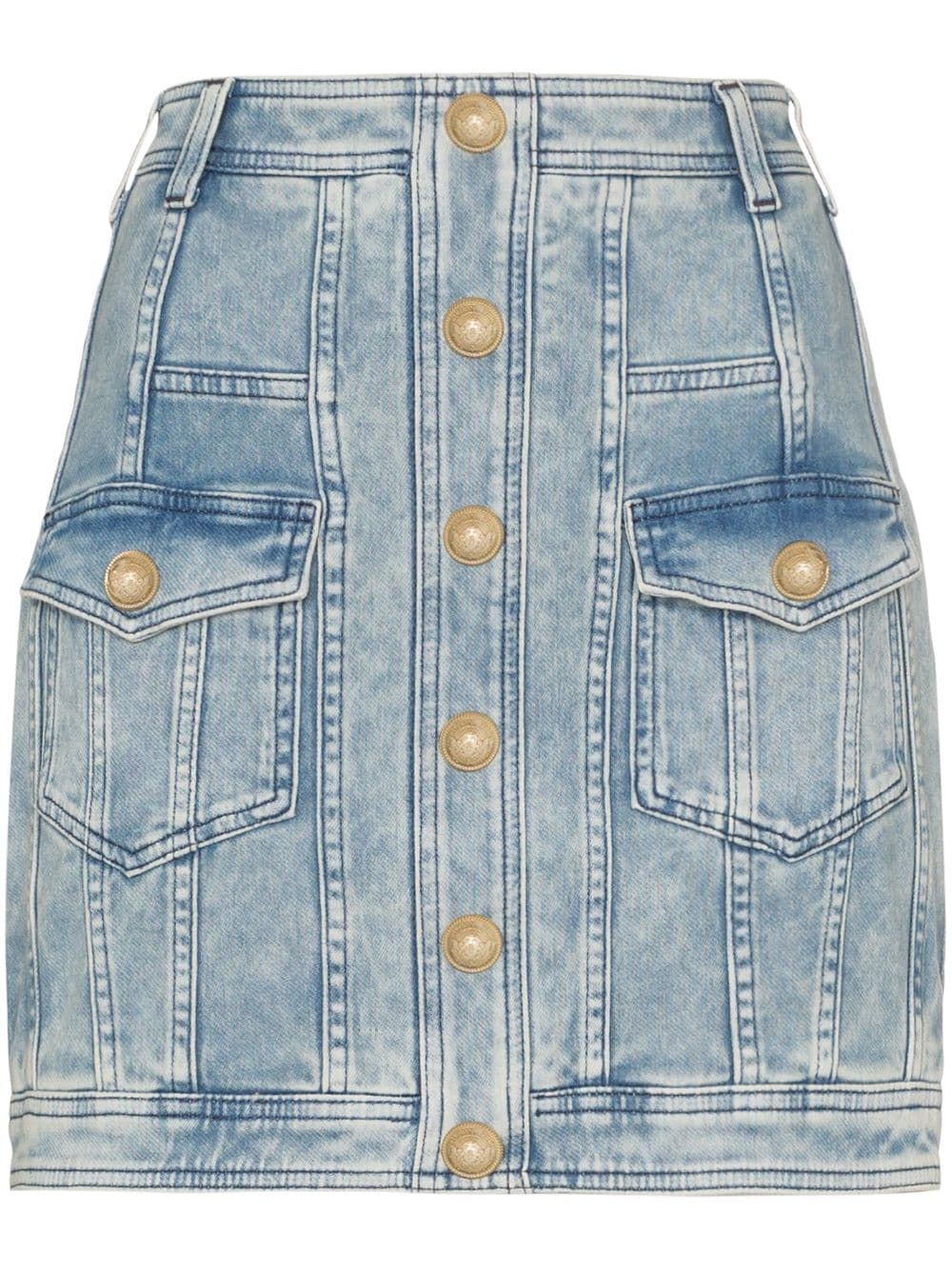 buttoned denim mini skirt - 1